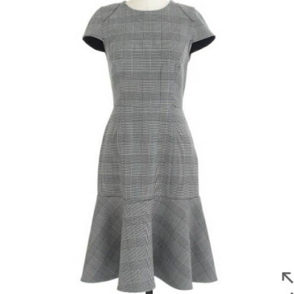J.Crew Glen Plaid Flounce Hem Dress Size 2 Classic Workwear Elegance